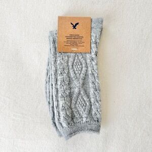 American Eagle Crew Cable Knit Socks – Grey with Silver Sparkle – NWT